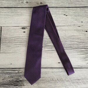 Dion Collection 100% Silk Necktie Tie Navy Pink Geometric Print Designer Italian